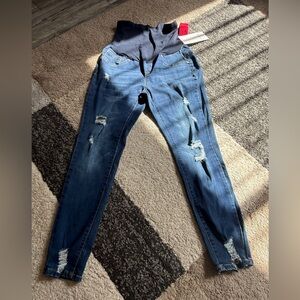 Blue Savvy Maternity Jeans with Faded Wash- Size L